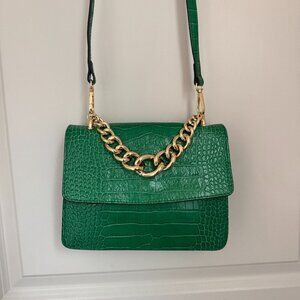 House of Harlow 1960 Leather Croc Embossed Crossbody Green​